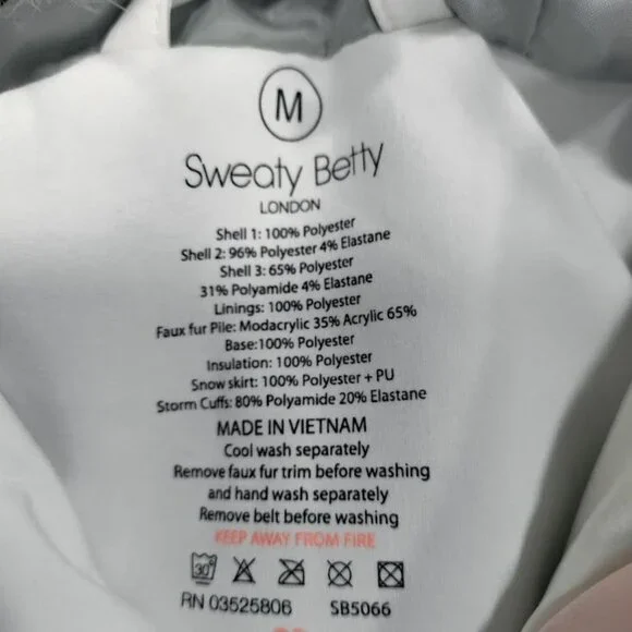 Sweaty Betty Method Hybrid Ski Jacket Faux Fur Hood Women's M, No Belt - Picture 11 of 15